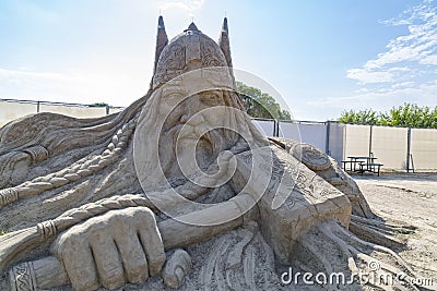 Visit Sandland the international sand sculpture festival of Antalya. Editorial Stock Photo