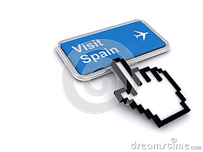 Visit spain button on white Stock Photo