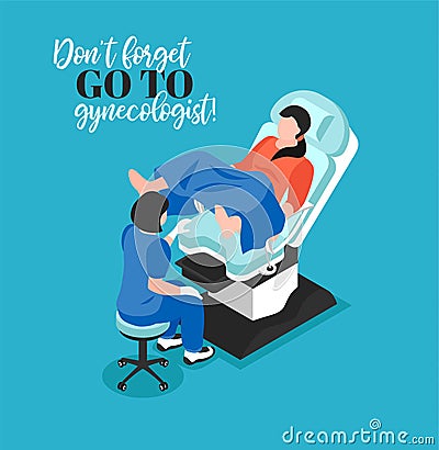 Visit To Gynecologist Isometric Composition Vector Illustration