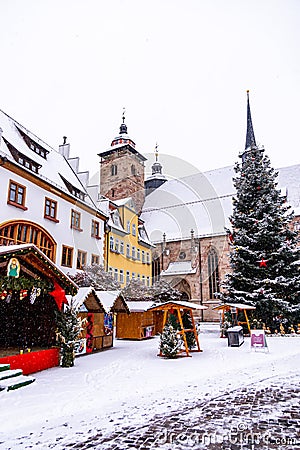 Visit to the winter Christmas market in Schmalkalden Editorial Stock Photo