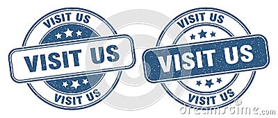 Visit us stamp. visit us label. round grunge sign Vector Illustration