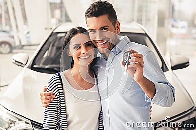 Visiting car dealership Stock Photo