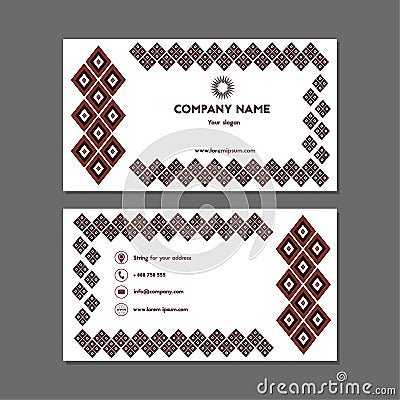 Visiting card or business card with a black and red diamonds Vector Illustration