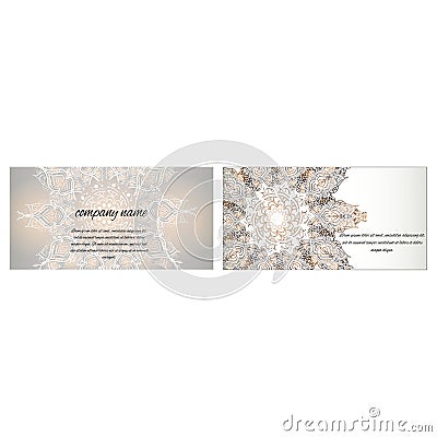 Visiting card business card with mandala logo. identity design set with abstract background. ottoman motifs Vector Illustration