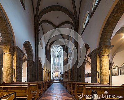 Visiting Franziskanerkirche church in Salzburg Stock Photo