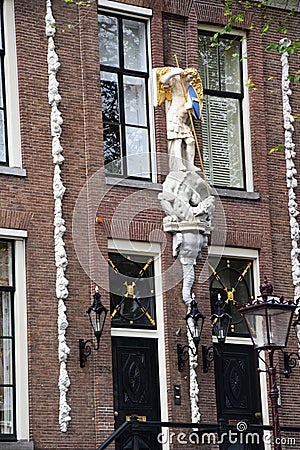 Fronts of Dutch houses - Boats tour through the canals in the Grachtengordel-West area of Amsterdam, Holland, Netherlands Stock Photo