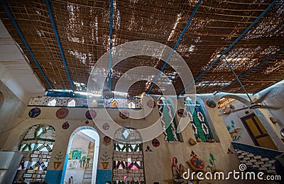 visiting Nubians. traditional nubian house Editorial Stock Photo