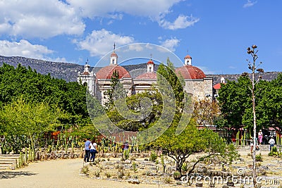 Visiting San Pablo church at Mitla Editorial Stock Photo