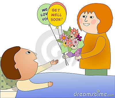 Visiting a sick person Vector Illustration