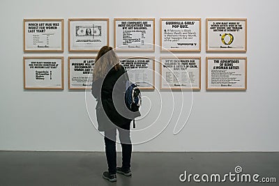 An artwork by Guerrilla Girls in the famous Tate Modern in London Editorial Stock Photo