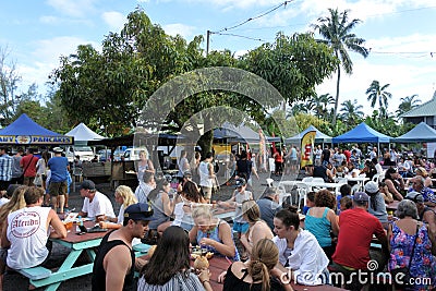 Visitors at Muri Night Markets in Rarotonga Cook Islands Editorial Stock Photo