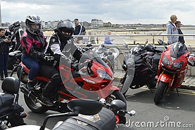 Visitors admire motorbikes at Margate Meltdown annual bike ride. Editorial Stock Photo