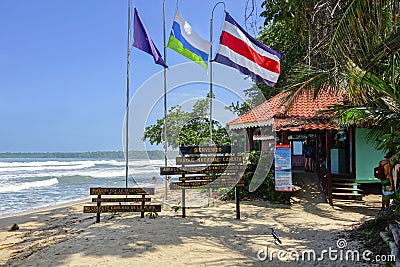 Cahuita National Park Entrance Caribbean Sea Tropical Beach Waterfront Costa Rica Editorial Stock Photo