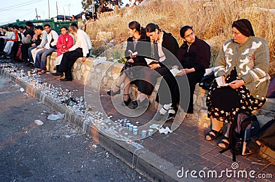 Visitors celebrate Lag BOmer at Rebbe Shimon Bar Y Editorial Stock Photo