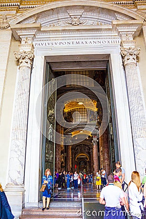 Central portal St. Peter`s Basilica Vatican Editorial Stock Photo