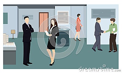 Visitors of exhibition flat style illustration Vector Illustration