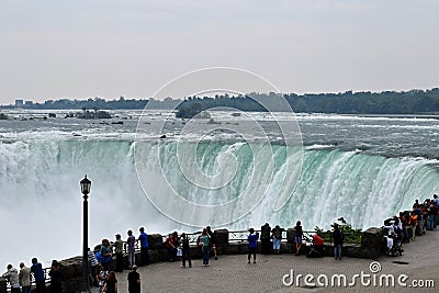 Visitors at Horseshoe Fall, Niagara Falls, Ontario ,Canada Editorial Stock Photo