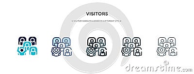 Visitors icon in different style vector illustration. two colored and black visitors vector icons designed in filled, outline, Vector Illustration