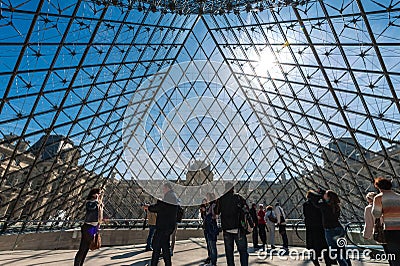 Visitors inside the Louvre Museum (Musee du Louvre). Editorial Stock Photo