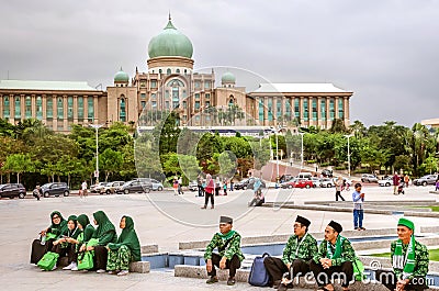 Visitors near Perdana Putra, office of the Prime Minister of Malaysia Editorial Stock Photo