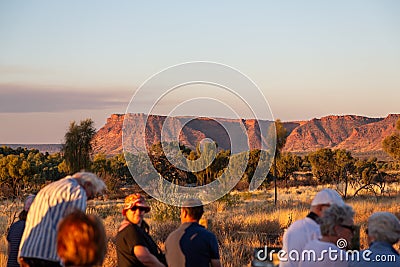 Visitors observating Kings Canyon during sunset, lookout in the Editorial Stock Photo