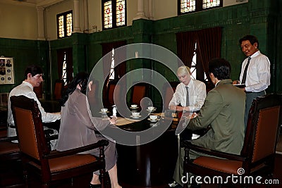 Visitors while in one of the showrooms in the Museum of Bank Indonesia Editorial Stock Photo