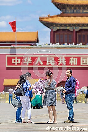 Visitors on a sunny Tiananmen Square, Beijing, China Editorial Stock Photo