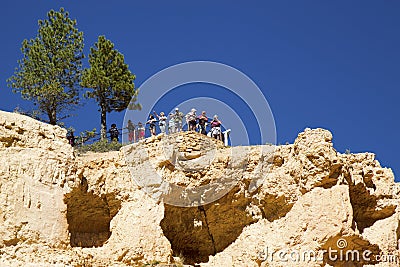 Visitors at the Sunrise Point at Bryce Canyon National Park in Utah Editorial Stock Photo