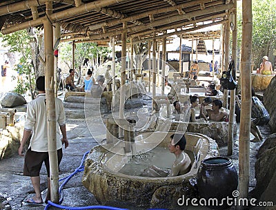 Visitors take a mud bath and have fun at I -Resort, Nha Trang, Vietnam. Editorial Stock Photo