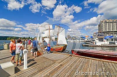 A wooden boat show in the Pacific Northwest USA Editorial Stock Photo