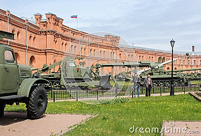 Visitors to the military-historical museum. Editorial Stock Photo