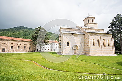 The Visoki Decani monastery church in Kosovo Stock Photo