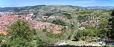 Visoko and Bosna river, Bosnia and Herzegovina, Europa, 18.8.2019 Stock Photo