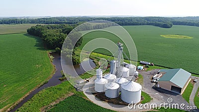 Vista aerea che sorvola i campi della soia e del mais e le aziende agricole Smyrna Delaware Vista aerea che sorvola i campi della soia e del mais e le aziende agricole Smyrna Delaware