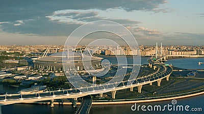 Vista aérea da Gazprom Arena video estoque Vista aérea da Gazprom Arena video estoque