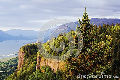 Vista House at Columbia Gorge Stock Photo