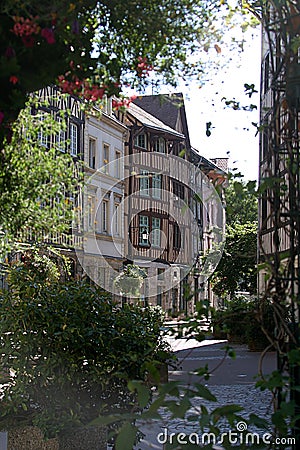 Vista on the old framework houses in Rouen Stock Photo