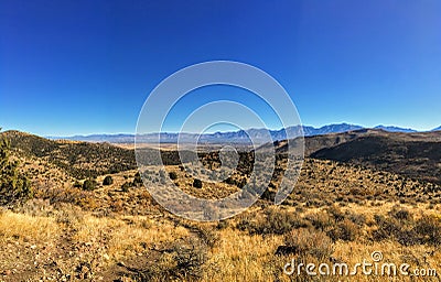 View of the Salt Lake Valley and Wasatch Front desert Mountains in Autumn Fall hiking Rose Canyon Yellow Fork, Big Rock and Waterf Stock Photo