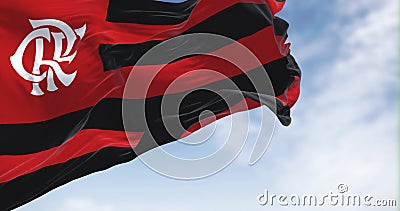 Bandera Ondulada De Flamengo Fc. Antecedentes Del Club De Fútbol Flamenco.  Logo Del Equipo De Fútbol Metrajes - Vídeo de brasil, balompié: 230230586