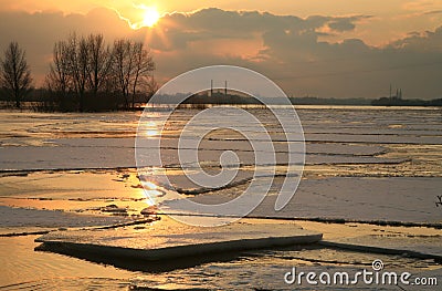 Vistula river in Poland - sunset. Stock Photo