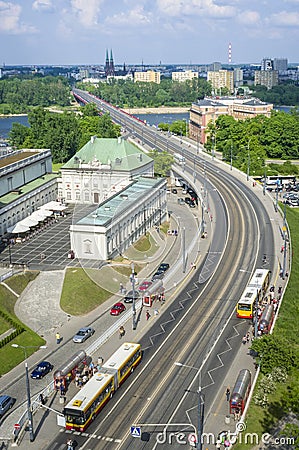 Vistula river with WZ bridge in Warsaw Stock Photo