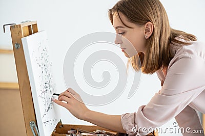 visual art drawing hobby female artist sketching Stock Photo
