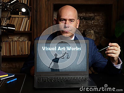 Visual Art Works inscription on laptop Stock Photo