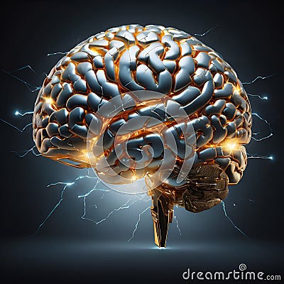 visual concept of Artificial intelligence, Ai digital brains against grey background. machine learning and technology background. Stock Photo