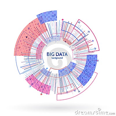 Visual data stream information. Abstract data conection structure. Futuristic information complexity. Vector Illustration