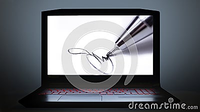 Visual describing e signature on computer screen Stock Photo