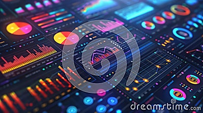 Visual infographic comparing features of productivity software with colorful charts and icons for simplified data analysis. Stock Photo