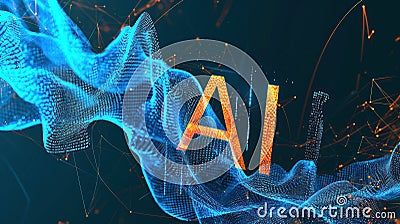 visual interpretation of sound waves and the letters "AI Stock Photo