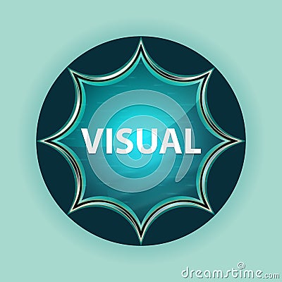 Visual magical glassy sunburst blue button sky blue background Stock Photo