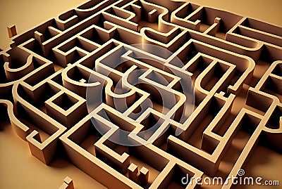 visual metaphor of a maze, representing the complexity of the thinking process (AI Generated) Stock Photo